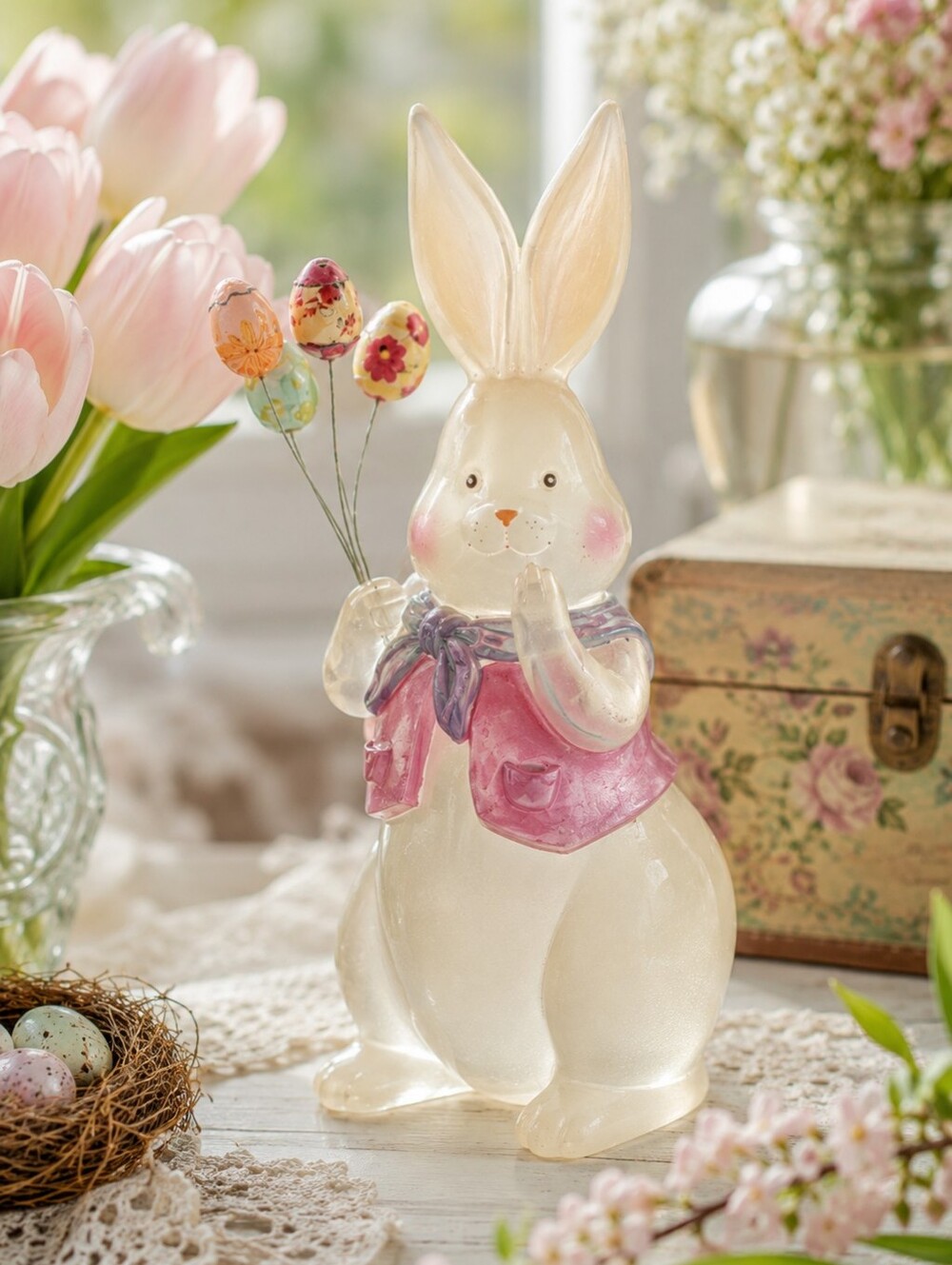 Midwest of Cannon Falls Bunny Rabbit Figurine Spring Cottagecore Easter Decor